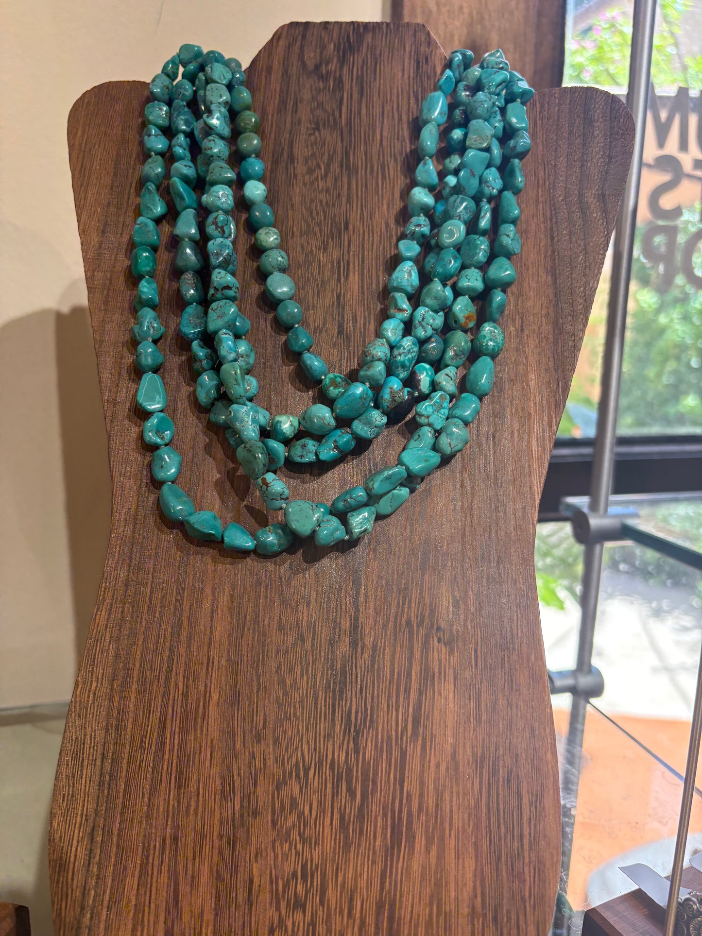 5 Strand Turquoise Nugget Necklace