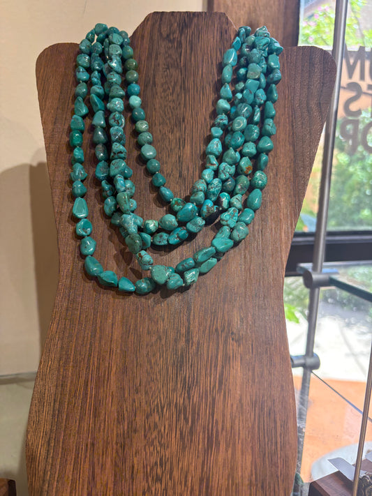 5 Strand Turquoise Nugget Necklace