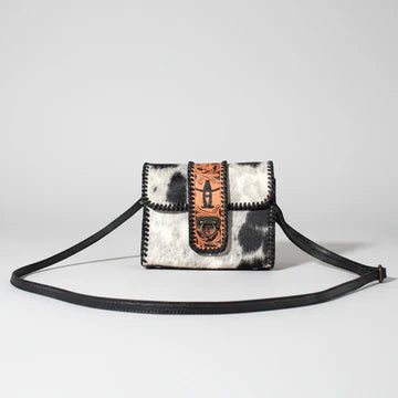 American Darling Laurel Rodeo Genuine Handtooled and Hair on Leather Crossbody Bag