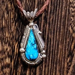 Turquoise & Sterling Teardrop Pendant
