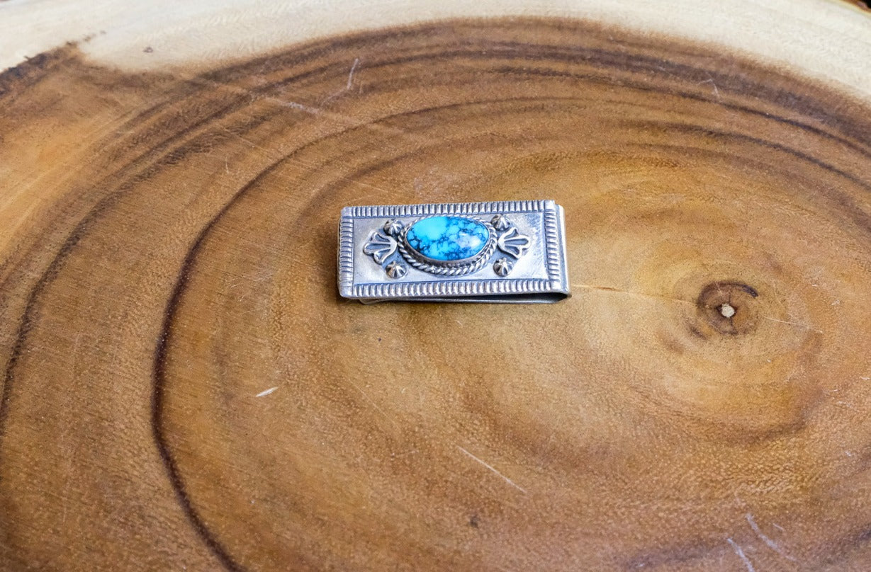 Oval Turquoise & Sterling Money Clip