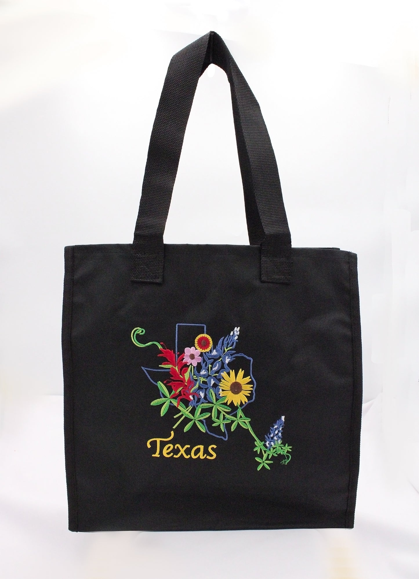 Texas Wildflower Black Tote