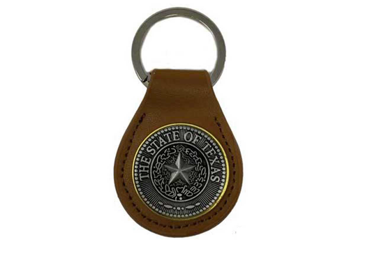 Texas State Seal Leather Keychain