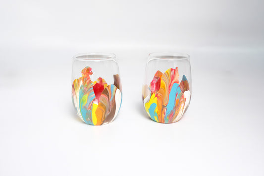 Hand Painted Wine Glass Hahn Gallery 12oz