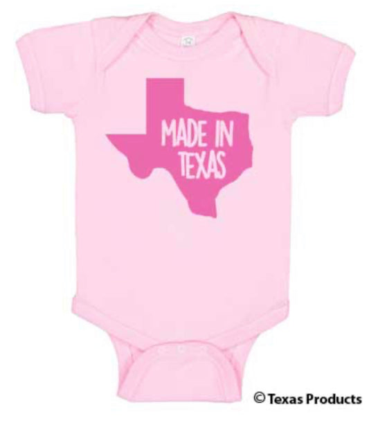 Pink Made In Texas Onesie