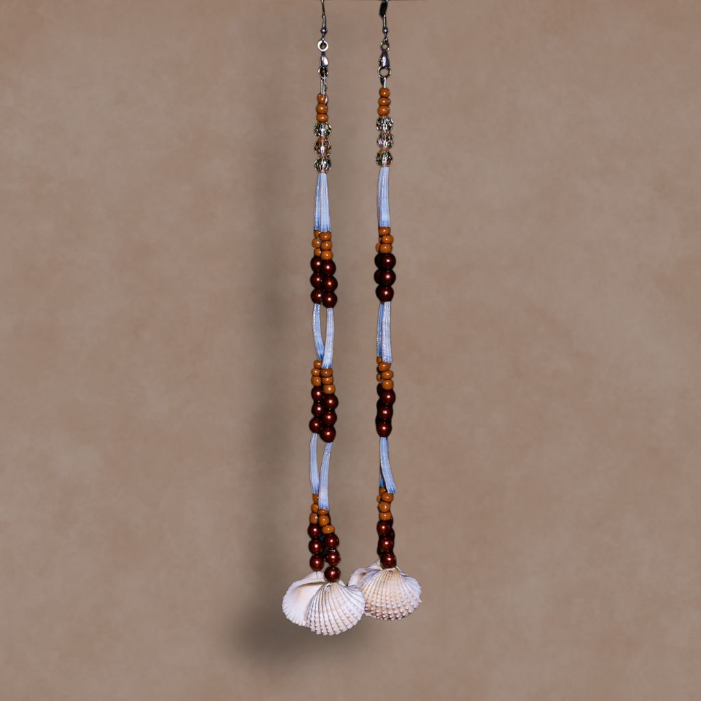 Four Roots Collective Long Dentalium and Shell Earrings