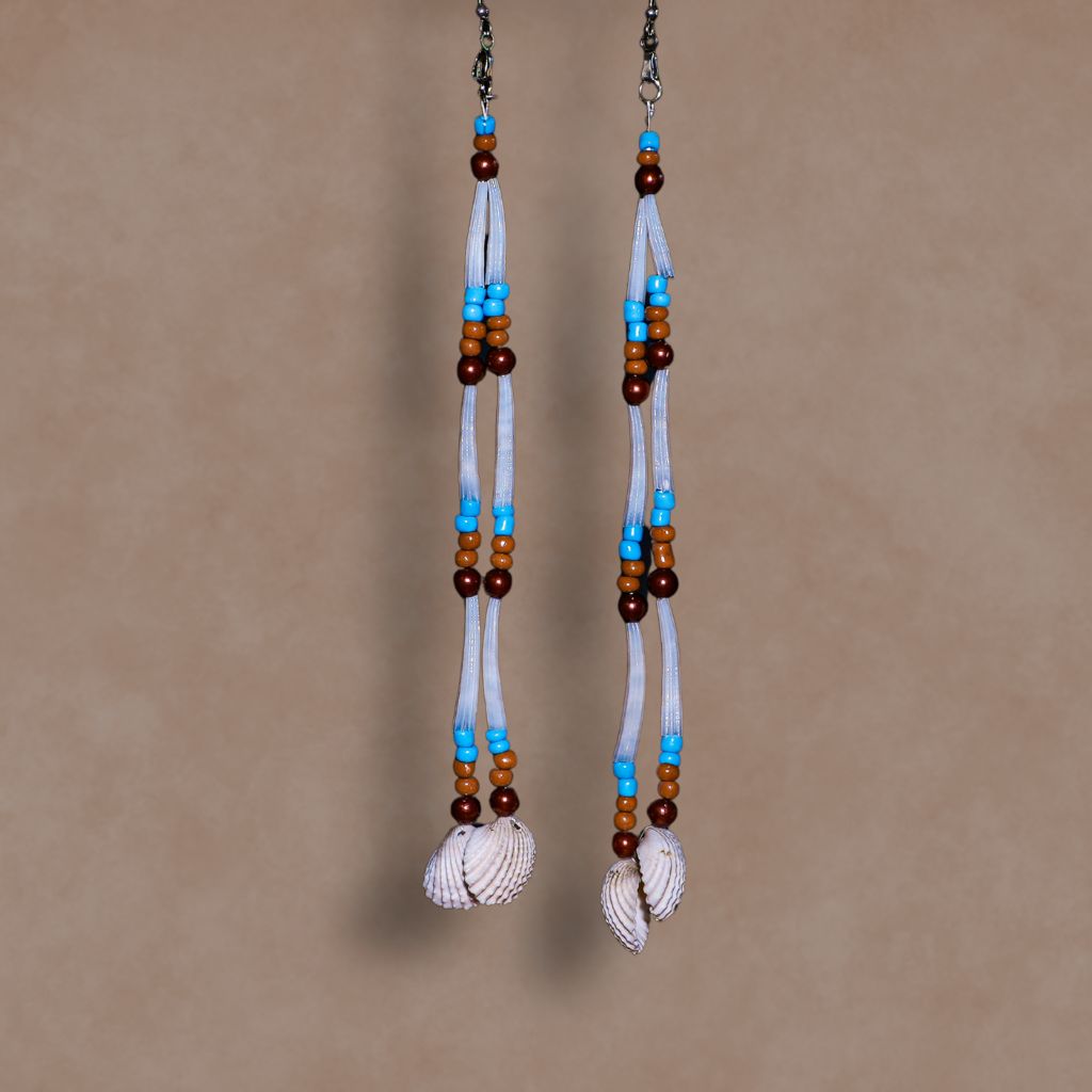 Four Roots Collective Long Dentalium and Shell Earrings