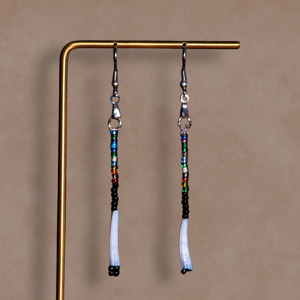 Four Roots Collective Dentalium Beaded Dangle Earrings