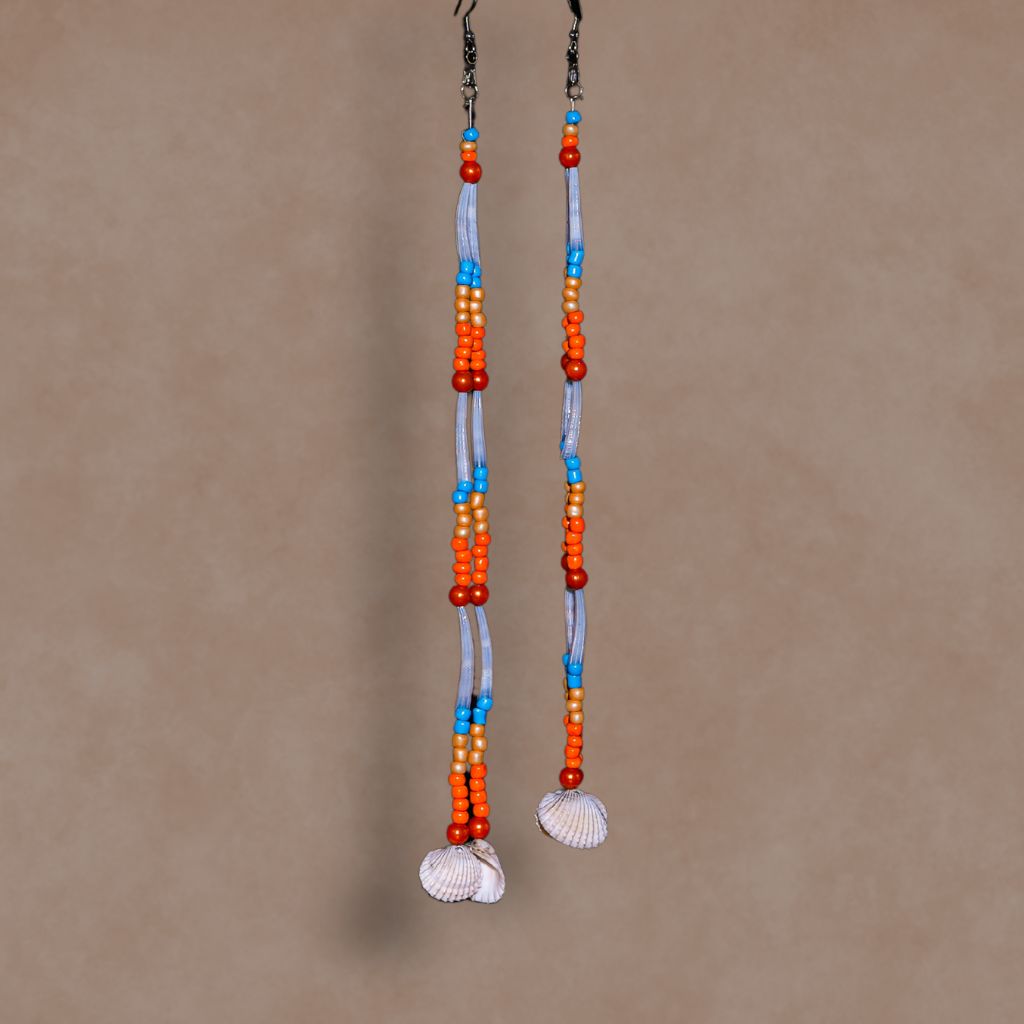 Four Roots Collective Long Dentalium and Shell Earrings