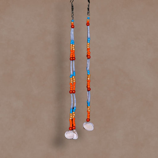 Four Roots Collective Long Dentalium and Shell Earrings