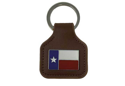 Texas Flag Leather Keychain