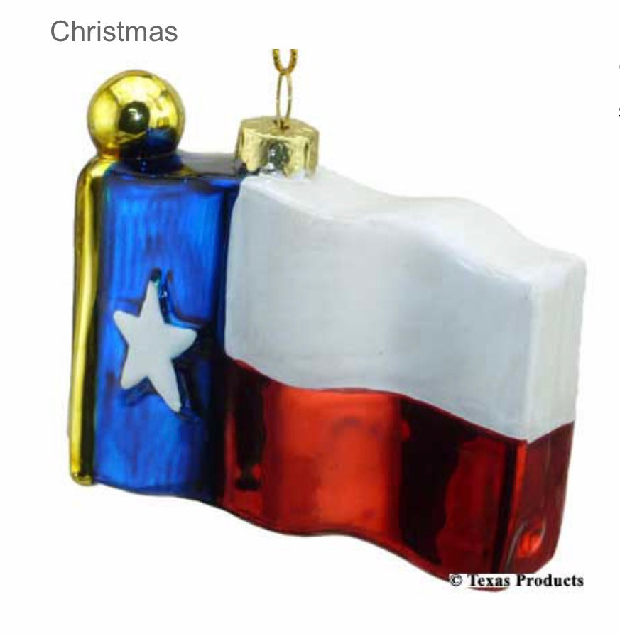 Texas Flag Glass Ornament